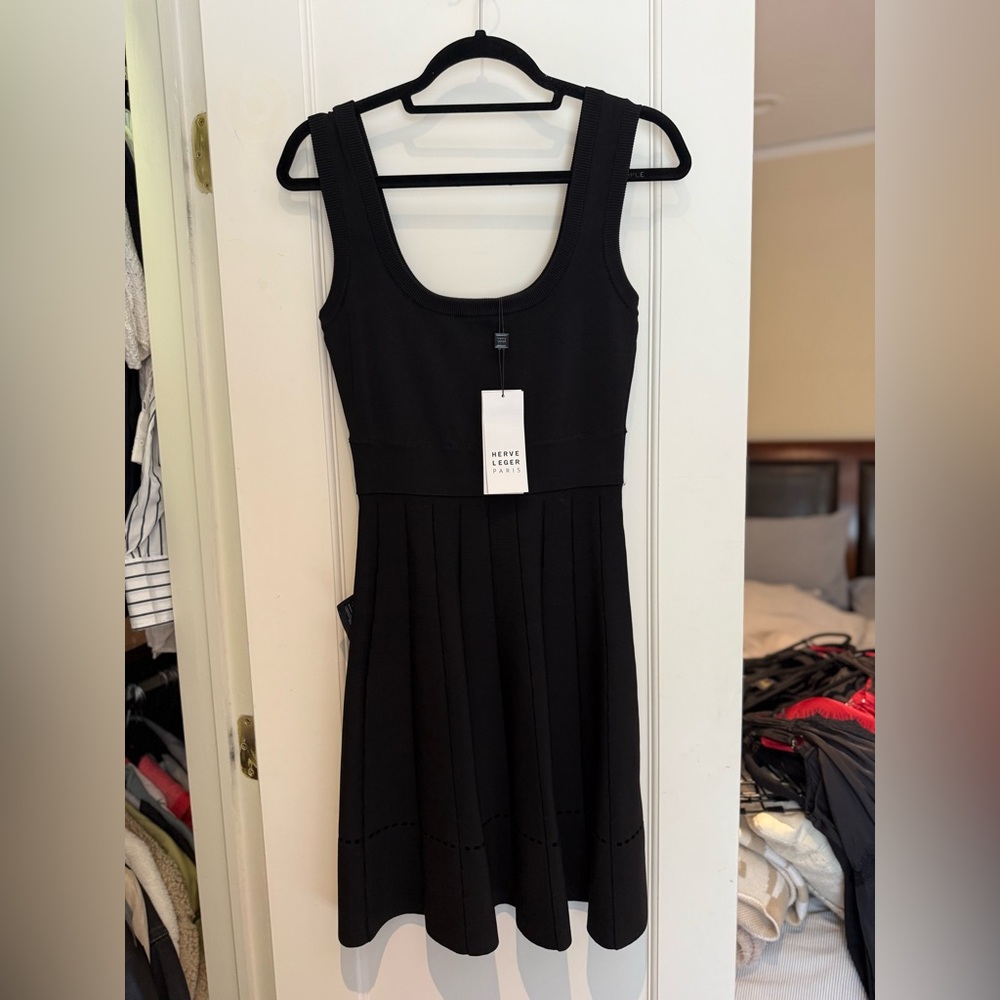 Herve Leger Classic Black Midi Dress